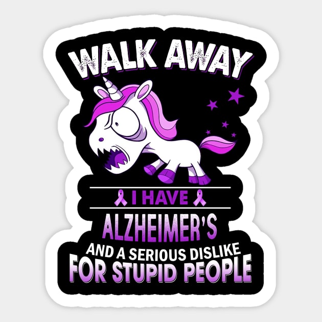 funny Alzheimer's grumpy unicorn warrior Sticker by TeesCircle